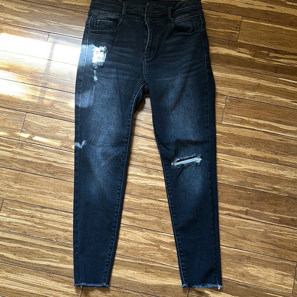 SOLD KanCan Black Skinny Jeans with Distressed Details